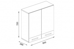 Шкаф кухонный 800,  2Д  как часть комплекта Глобал, Белый/Серый, MEBEL SERVICE (Украина)
