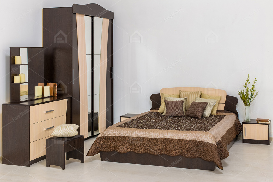 Комплект мебели для спальни Ника 1, Дуб Млечный, Астрид-Мебель(Россия)