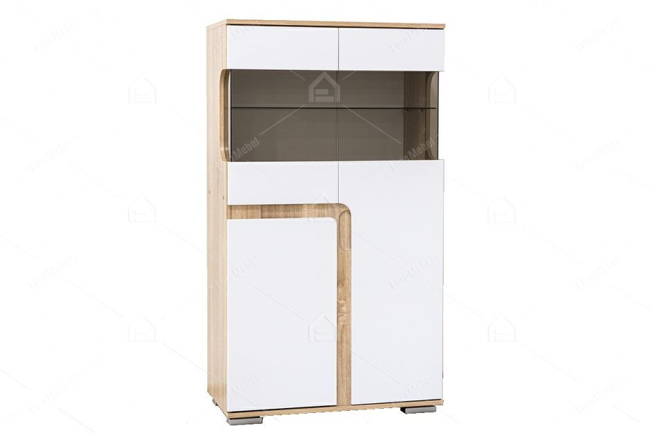 Шкаф витрина 3Д  как часть комплекта Нота 25, Белый, СВ Мебель (Россия)