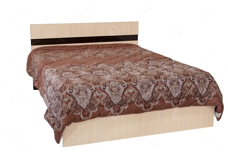 Кровать двуспальная как часть комплекта Ника 4, Дуб Млечный, Астрид-Мебель (Россия)
