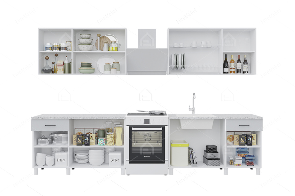 Комплект мебели для кухни Тренд 2600, Бетон/Белый/антарес, Горизонт(Россия)