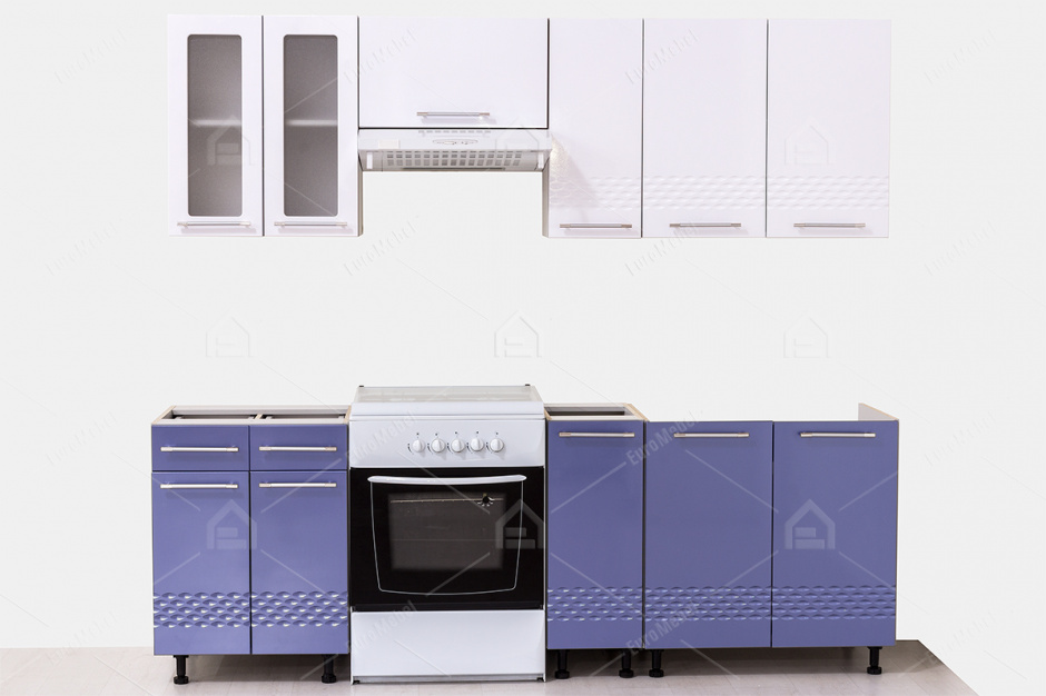 Набор мебели для кухни Капля Белый/Сизый 3216, Белый/Сизый, ДСВ Мебель (Россия)