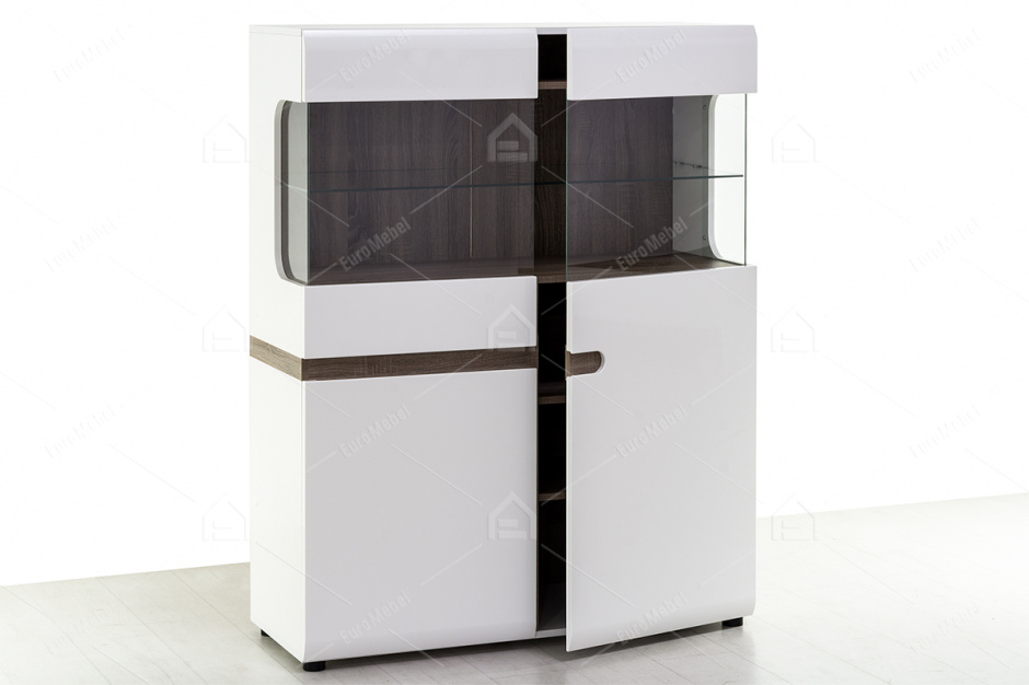 Шкаф витрина 3Д  (Linate 3D-1S/TYP 33), коллекции Линате, Белый, Анрэкс (Беларусь)