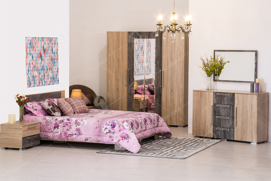 Комплект мебели для спальни Лагуна 2, Сосна Джексон, СВ Мебель(Россия)