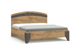 Кровать двуспальная как часть комплекта Аляска, Дуб април/ Мусонне дерево, MEBEL SERVICE (Украина)