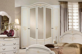 Шкаф для одежды 5Д  как часть комплекта Джамиля, Белый/Золото, Слониммебель (Беларусь)