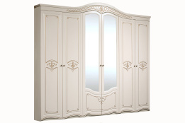 Шкаф для одежды 6Д  как часть комплекта Джамиля, Белый/Золото, Слониммебель (Беларусь)