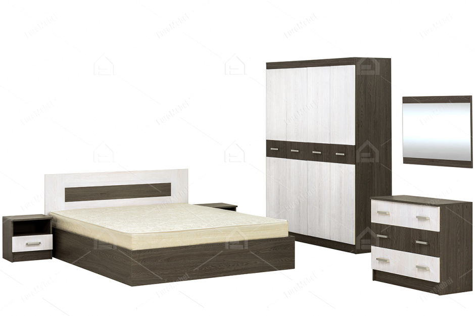 Комплект мебели для спальни Сити 3, Белый, Астрид-Мебель(Россия)