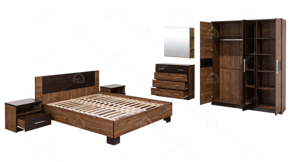 Комплект мебели для спальни Вероника, Дуб Април/Венге Темный, MEBEL SERVICE(Украина)