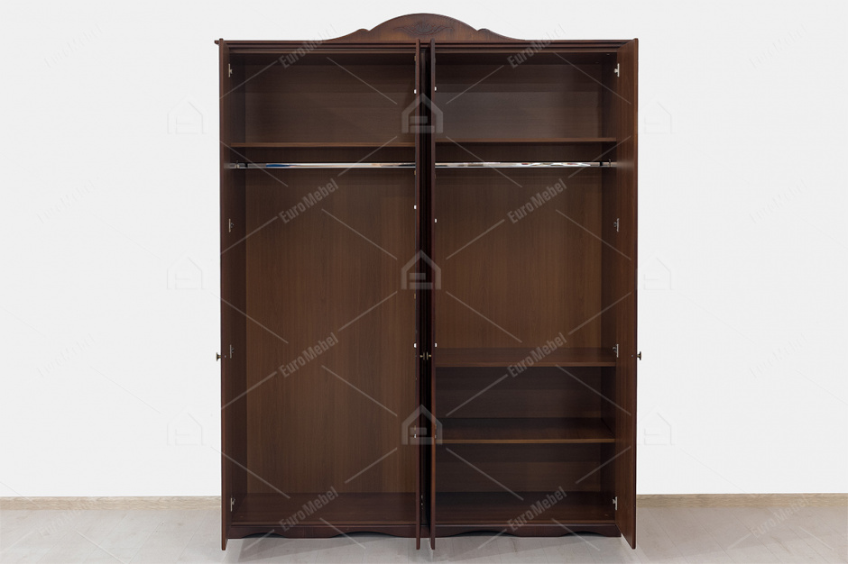 Шкаф для одежды 4Д  как часть комплекта Александрина 2.6, Орех, Ружанская МФ (Беларусь)
