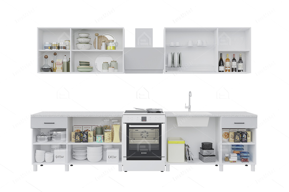 Комплект мебели для кухни Тренд 2600, Белый эмалит/Бетон лайт/антарес, Горизонт(Россия)