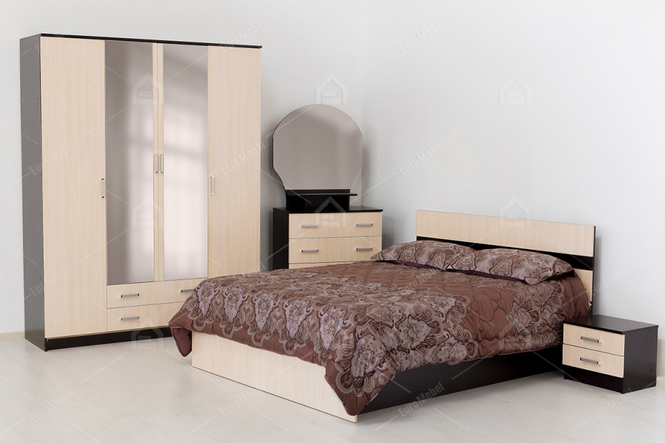 Комплект мебели для спальни Ника 4, Дуб Млечный, Астрид-Мебель(Россия)