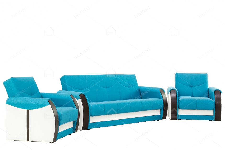 Комплект мягкой мебели Сиеста 4, Голубой Темный, АСМ Элегант(Россия)