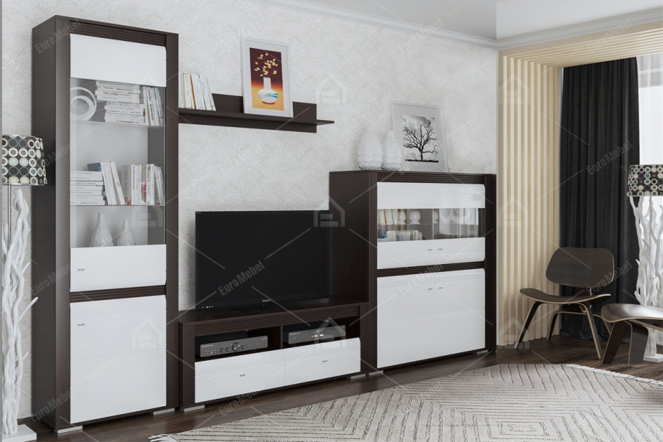 Комплект мебели для гостиной Нота 27, Белый, СВ Мебель(Россия)