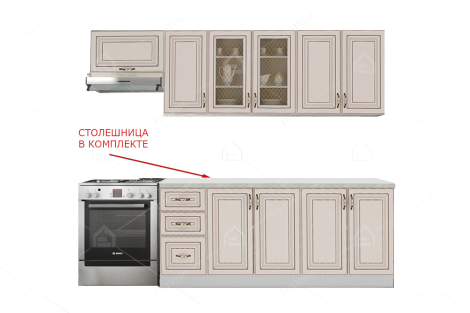 Комплект мебели для кухни Империя 2600, Бежевый, MEBEL SERVICE(Украина)