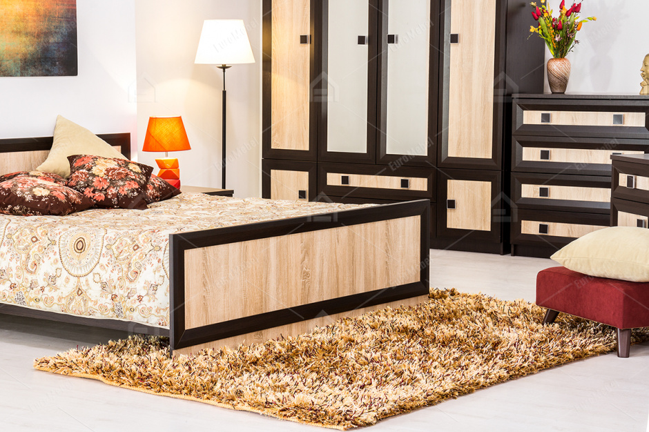Комплект мебели для спальни Даллас, Дуб Самоа, MEBEL SERVICE(Украина)