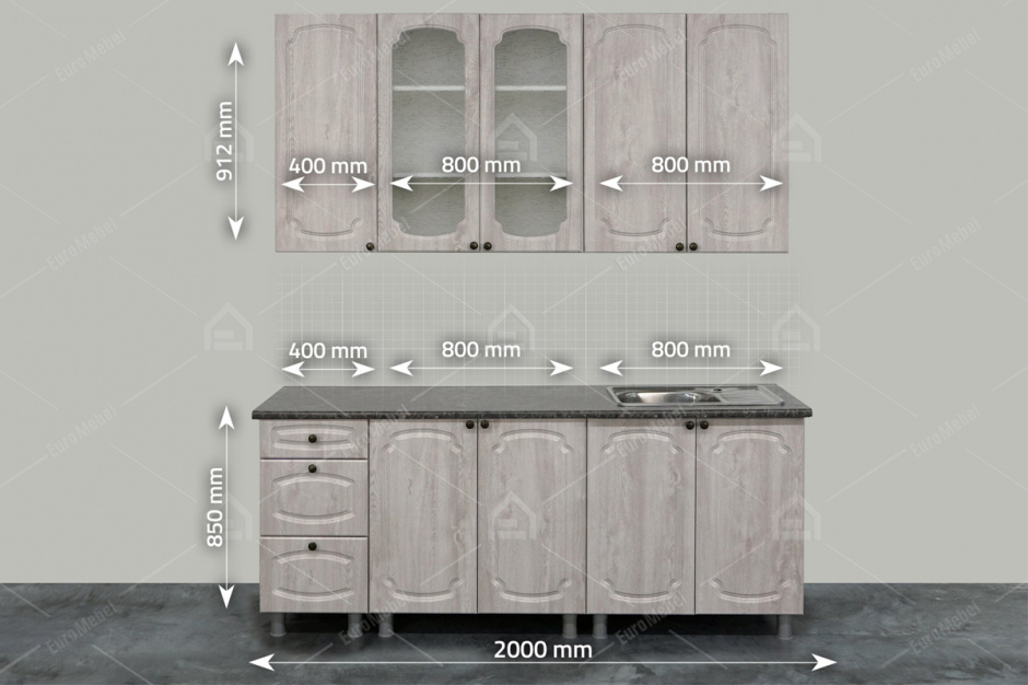 Комплект мебели для кухни Классика 2000, Сосна белая, СВ Мебель(Россия)