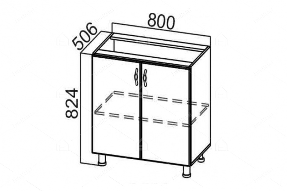 Шкаф кухонный 800, 2Д  как часть комплекта Прованс, Белый, СВ Мебель (Россия)