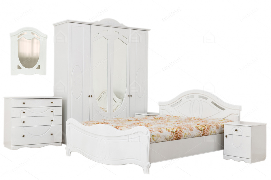 Комплект мебели для спальни Александрина 2.6.2, Белый, Ружанская МФ(Беларусь)