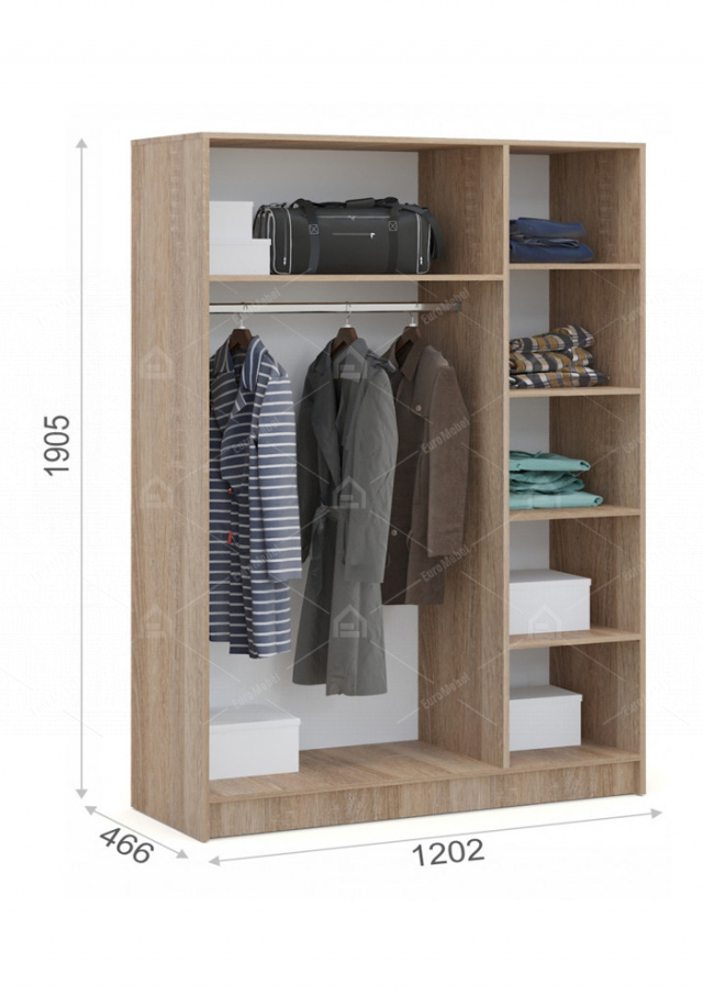 Шкаф для одежды 3Д  как часть комплекта Алена, Белый, Империал (Россия)