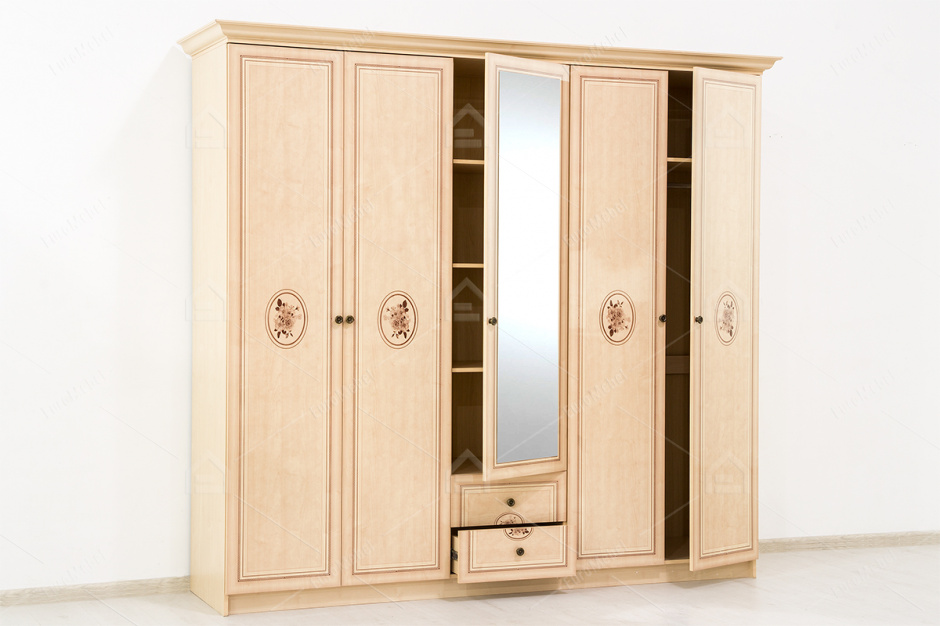 Шкаф для одежды  5Д  как часть комплекта Флорис, Клен, MEBEL SERVICE (Украина)
