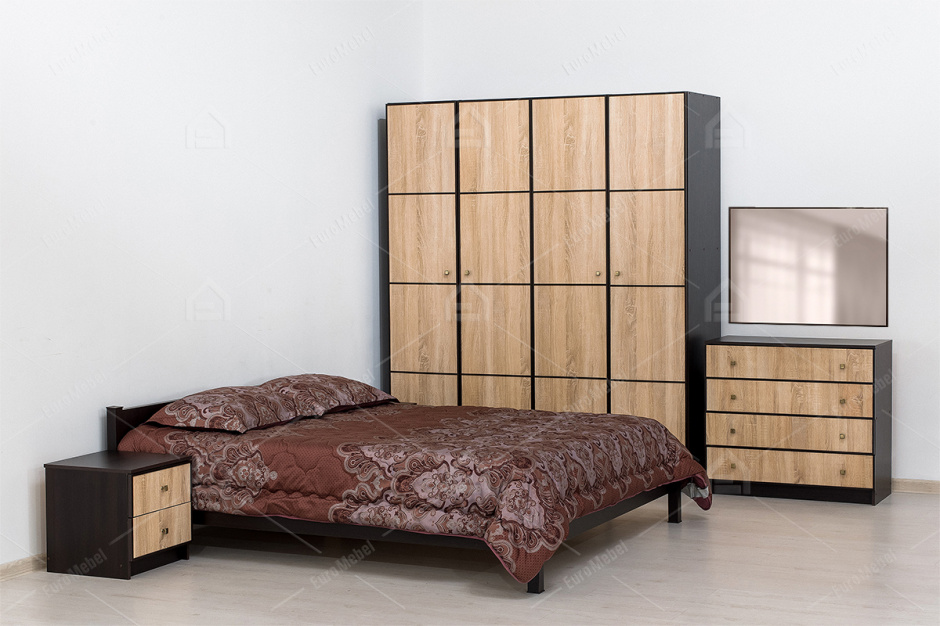 Комплект мебели для спальни Фантазия, Дуб Самоа, СВ Мебель(Россия)