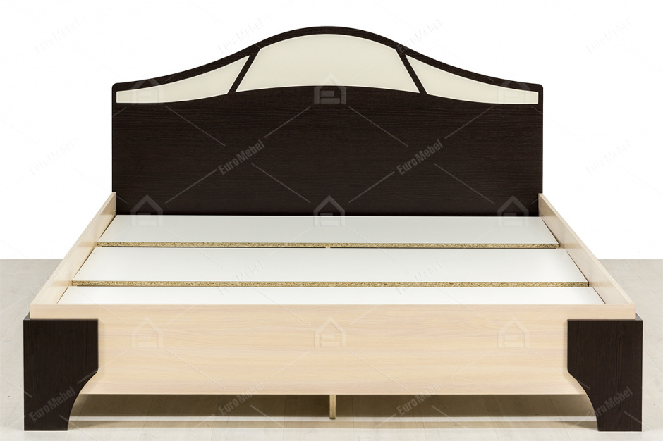 Кровать двуспальная как часть комплекта Лагуна 5, Дуб Млечный, СВ Мебель (Россия)