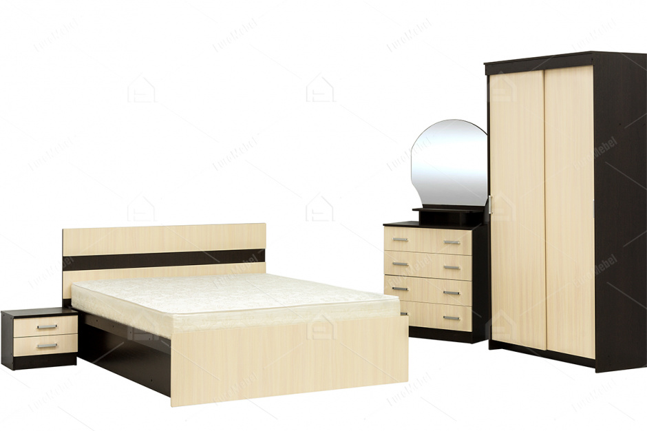 Набор мебели для спальни Ника 5, 5722, Дуб Млечный, Астрид-Мебель (Россия)