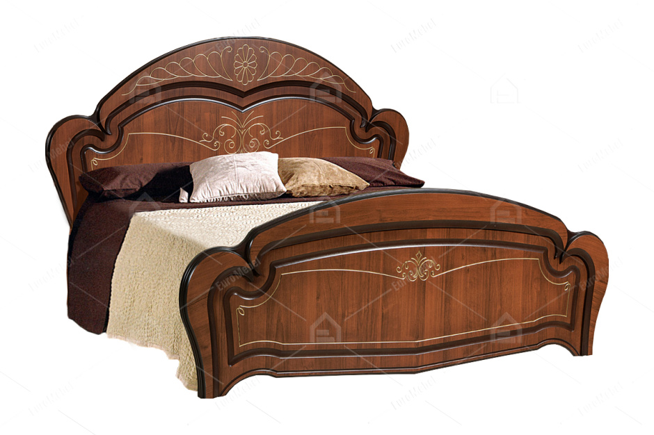 Кровать двуспальная как часть комплекта Джамиля, Шоколад, Слониммебель (Беларусь)