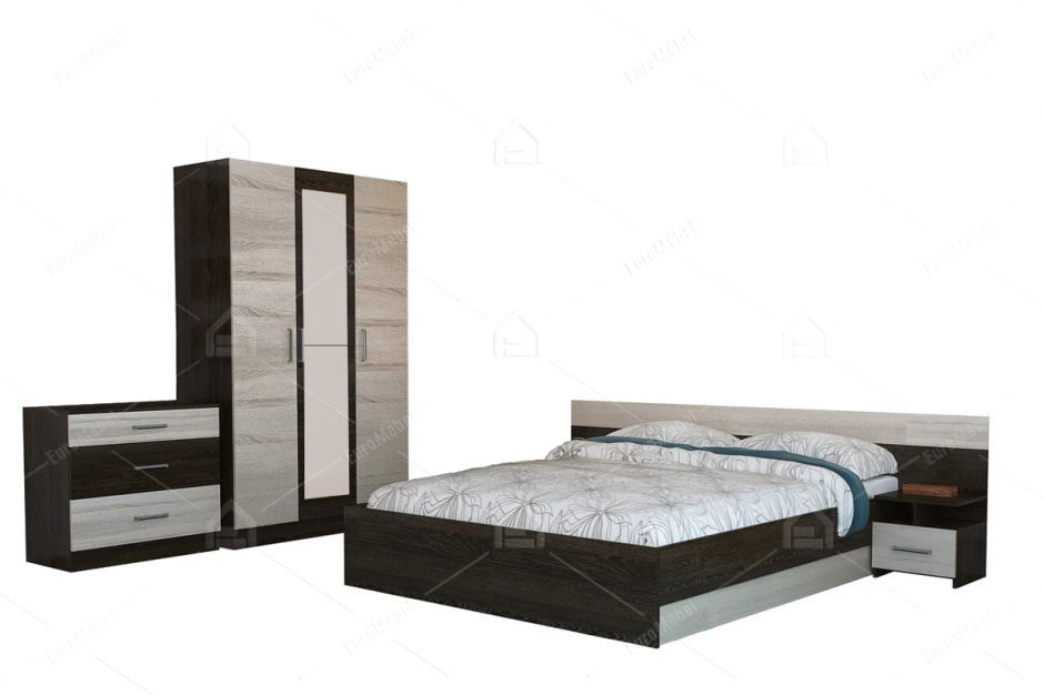 Комплект мебели для спальни Уют 1, Сонома, Горизонт(Россия)