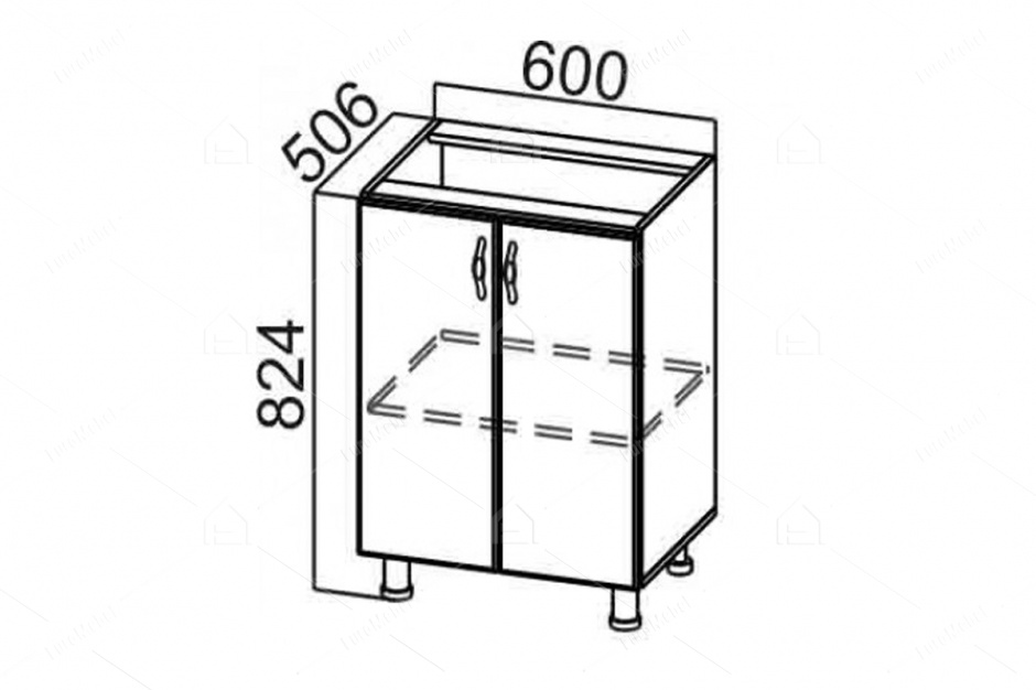 Шкаф-стол 600, 2Д  как часть комплекта Прованс, Белый, СВ Мебель (Россия)
