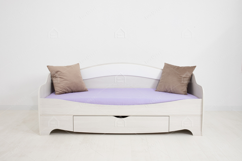 Кровать односпальная как часть комплекта Акварель 1, Белый, СВ Мебель (Россия)