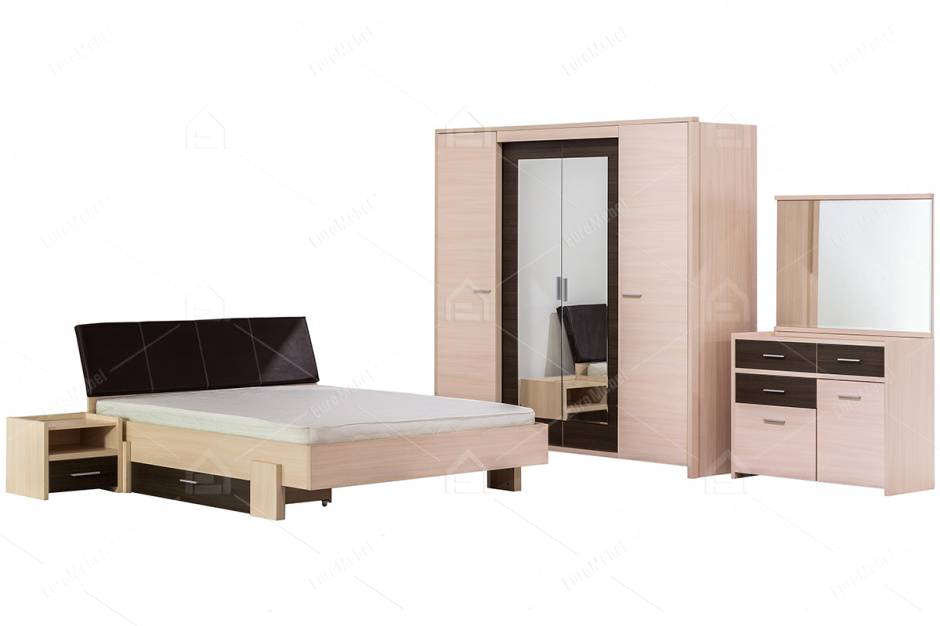 Комплект мебели для спальни Кантри, Дуб Молочный, MEBEL SERVICE(Украина)