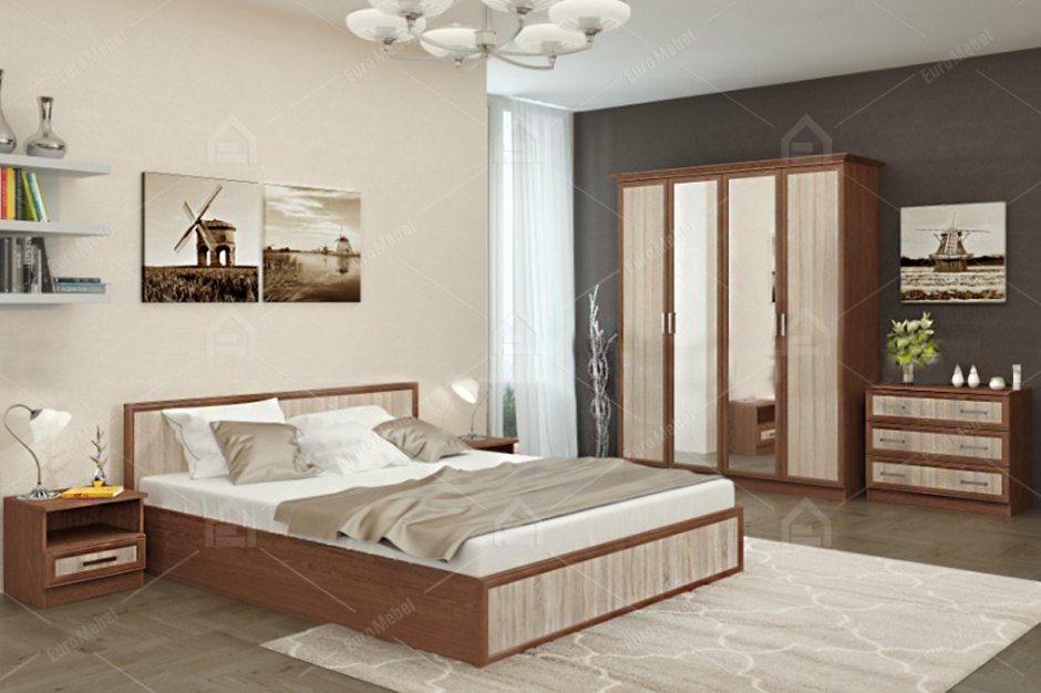 Комплект мебели для спальни Джорджия 2, Дуб Сонома, Астрид-Мебель(Россия)