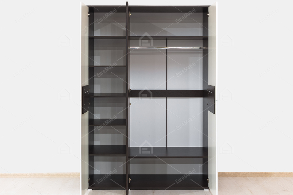 Шкаф для одежды 3Д  (3Д (2Д1З)), коллекции Вегас, Белый, Горизонт (Россия)