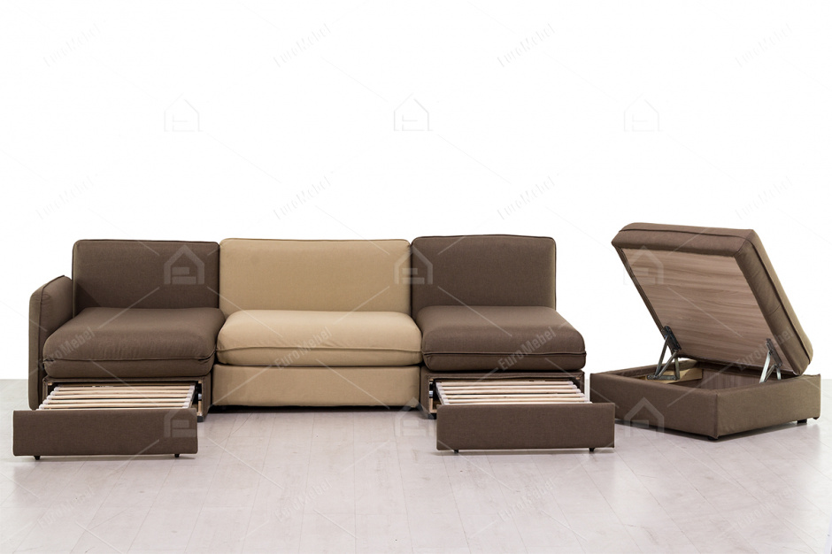 Комплект мягкой мебели Капри 1, Коричневый/Бежевый, Нижегородмебель и К(Россия)