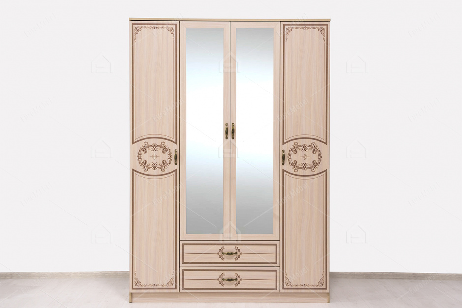 Шкаф для одежды  4Д  модульной системы Королла, Дуб Млечный, СВ Мебель (Россия)