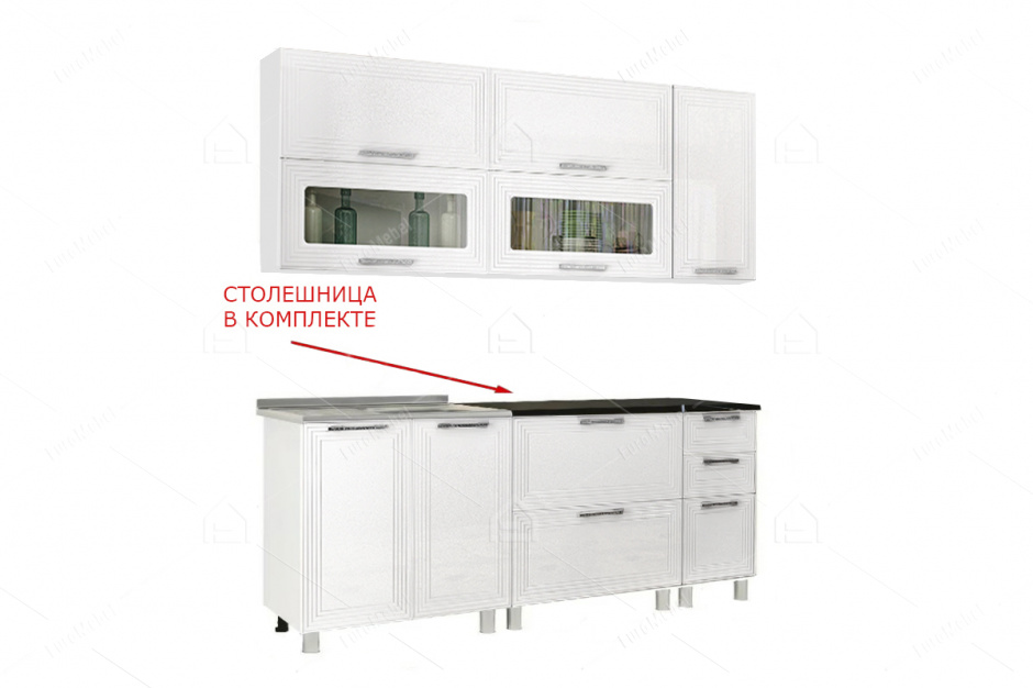 Комплект мебели для кухни Монро 2000, Белый Глянец, БТС(Россия)